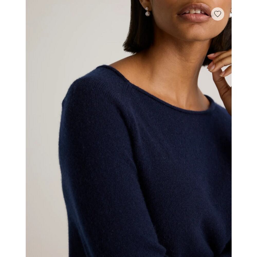 Mongolian Cashmere Boatneck Sweater True Navy Size M NWT - Picture 4 of 6
